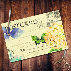 Papel De Seda Desconexión de postales efímeras de mariposa flora
