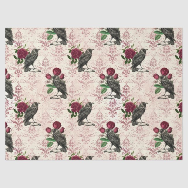 Papel De Seda Desconexión de Raven y Rosas Damask (Anverso)