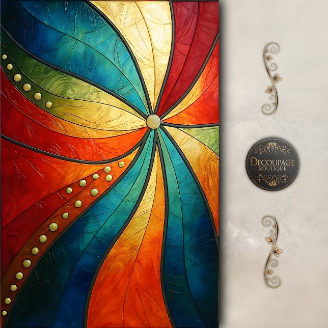 Papel De Seda Desconexión de resumen de espiral radiante (Radiant Spiral Abstract Decoupage Tissue Paper)