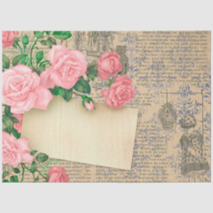 Papel De Seda Desconexión de Rosa Floral Vintage