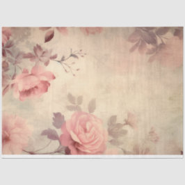 Papel De Seda Desconexión de Rosa Floral Vintage