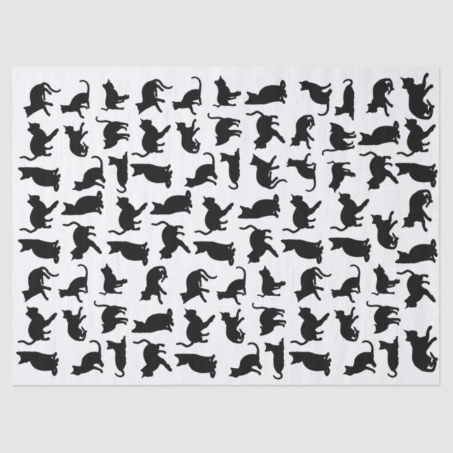 Papel De Seda Desconexión de silueta de gato negro (Anverso)