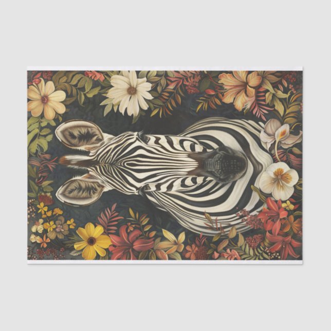 Papel De Seda Desconexión del Ilustracion botánico de cebra (Anverso)