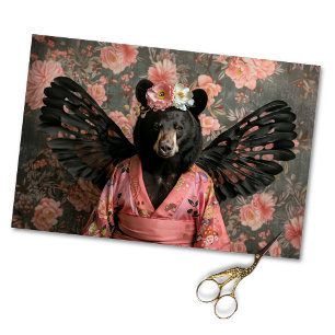 Papel De Seda Desconexión del oso floral negro vintage Regal