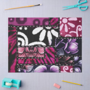 Papel De Seda Desconexión del patrón floral de cerezo negro de l