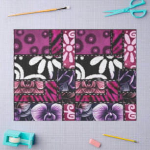 Papel De Seda Desconexión del patrón floral de cerezo negro de l