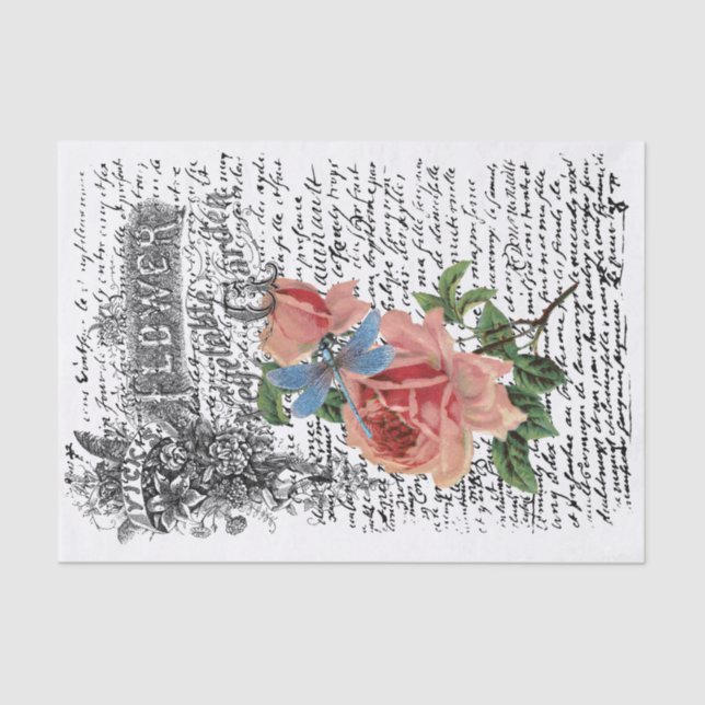 Papel De Seda Desconexión del rosa de la libélula (Anverso)