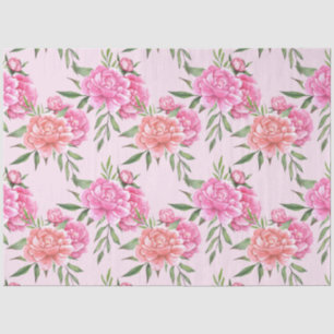 Papel De Seda Desconexión floral de peones rosados