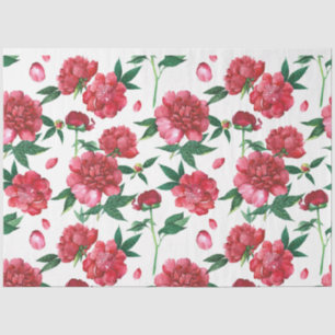 Papel De Seda Desconexión floral de peony rojo