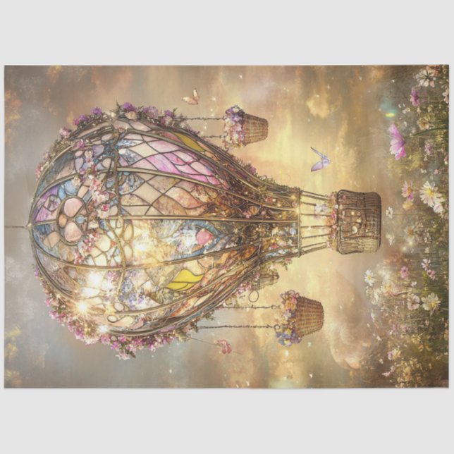 Papel De Seda Desconexión Floral de vidrio templado con globo de (Anverso)