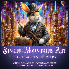 Papel De Seda Desconexión Mecánica de Steampunk de Fantasy Rabbi