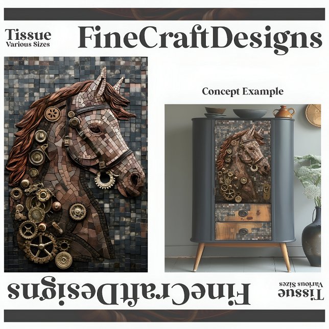Papel De Seda Desconexión Mosaic Steampunk Brown Horse Copper A6 (Subido por el creador)