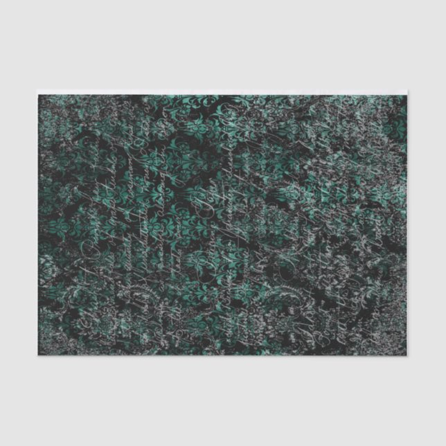 Papel De Seda Desconexión negra y verde azulada (Anverso)