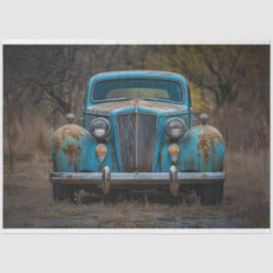 Papel De Seda Desconexión Rústica del Auto Azul Vintage