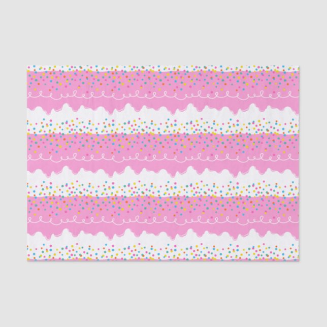 Papel De Seda Descongelamiento de pasteles de cumpleaños rosados (Anverso)