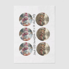 Papel De Seda Descoupage 3" Molde Globo de Nieve Muñeco de Nieve