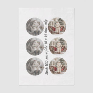 Papel De Seda Descoupage 3" Moldes de Globo de Nieve Santa Claus