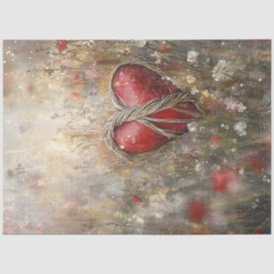 Papel De Seda Desdeñar el corazón de San Valentín en dos flores 