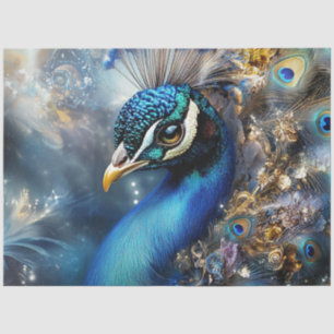 Papel De Seda Desempate místico pavo real en tonos de oro azul b