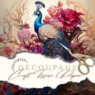 Papel De Seda Desempate victoriano boho vintage Peacock
