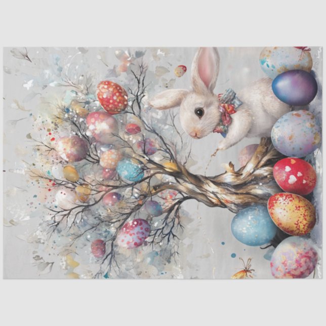 Papel De Seda Desenfundar el Whimsical Easter Bunny Eging Tree (Anverso)