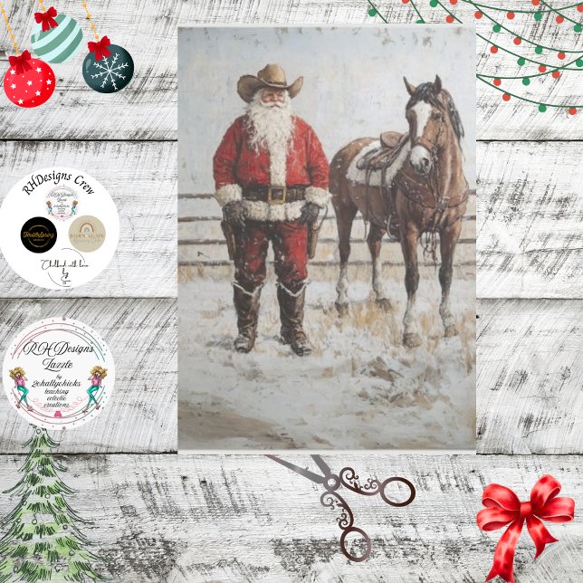 Papel De Seda Desengañar a Cowboy Santa y su caballo (Subido por el creador)