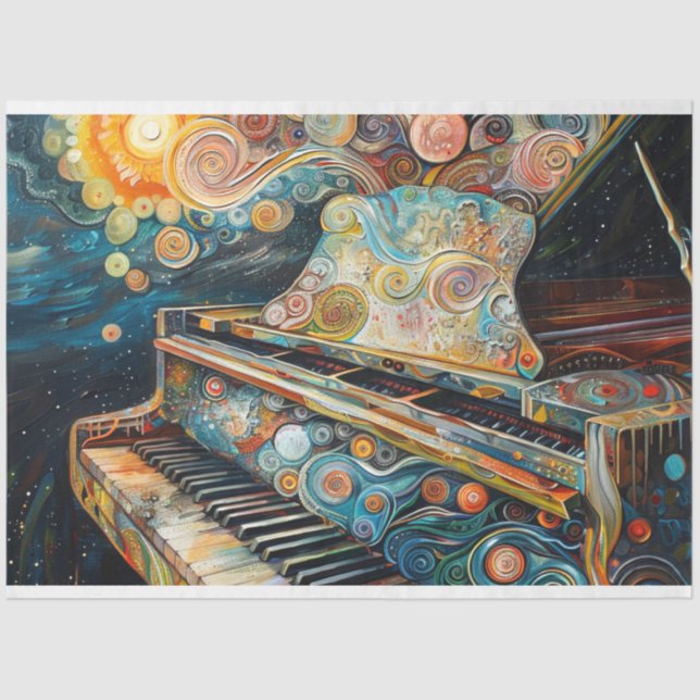 Papel De Seda Desengaño de pintura de piano de Boho (Anverso)