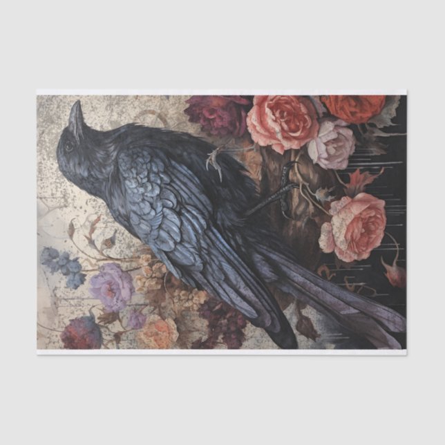 Papel De Seda Desenlace Antiguo Dark Floral Raven (Anverso)