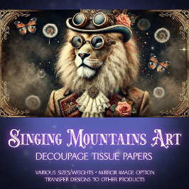 Papel De Seda Desenlace antiguo de león de vapor de vintage