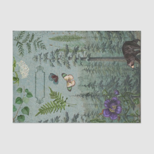 Papel De Seda Desenlace botánico de mariposa de oso de Woodland (Anverso)