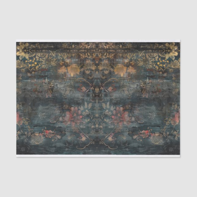 Papel De Seda Desenlace botánico oscuro con angustia (Anverso)