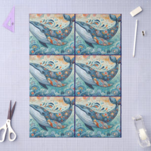 Papel De Seda Desenlace costero de la playa de ballenas grises y