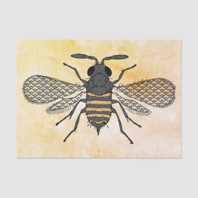 Papel De Seda Desenlace de abejas vintage (Anverso)