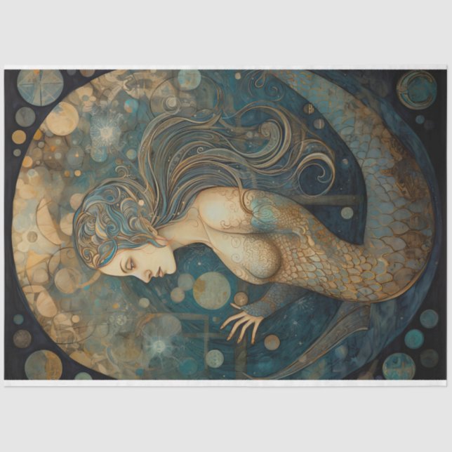 Papel De Seda Desenlace de Arte Costero Neutral para Sirenas Cel (Anverso)