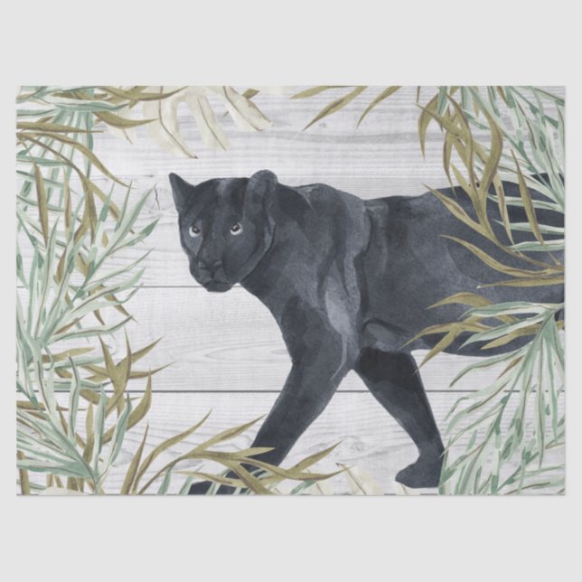 Papel De Seda Desenlace de arte tropical de gato salvaje de Jagu (Anverso)