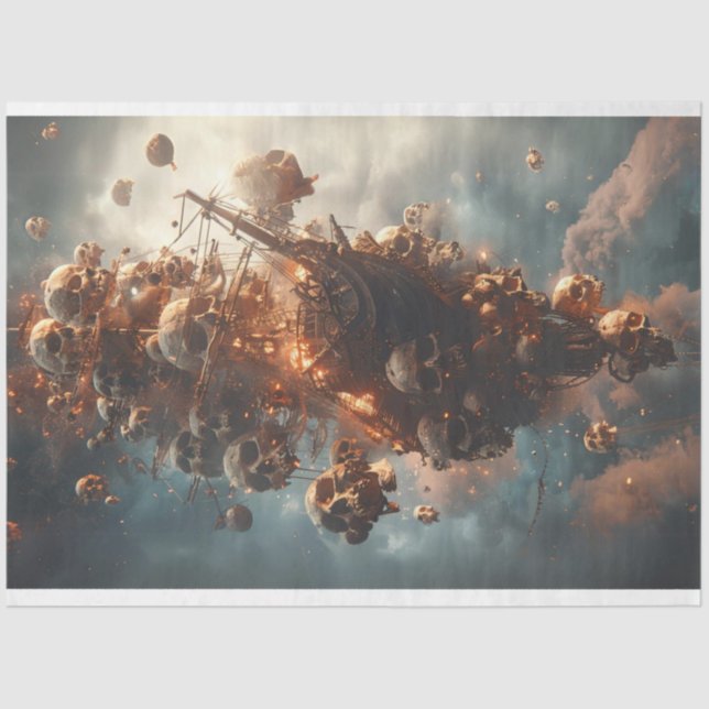 Papel De Seda Desenlace de avión de Pirate Ship Skulls (Anverso)