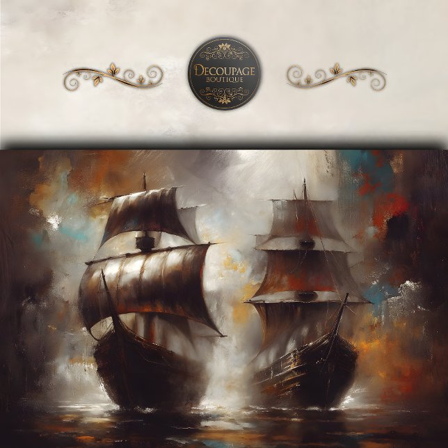 Papel De Seda Desenlace de barcos vikingos en todo el mundo (Stormbound Viking ships Decoupage Tissue Paper)