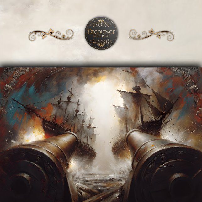 Papel De Seda Desenlace de batalla naval (Naval Warship Battle Decoupage Tissue Paper)