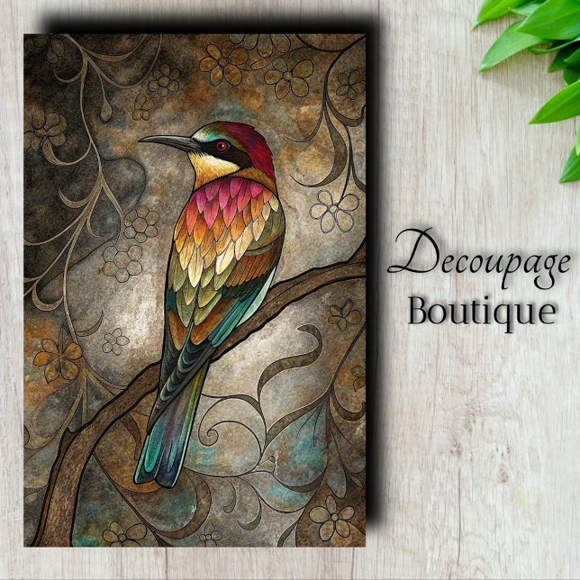Papel De Seda Desenlace de Bee-Eater con joyas (Jeweled Bee-Eater Decoupage Tissue Paper)