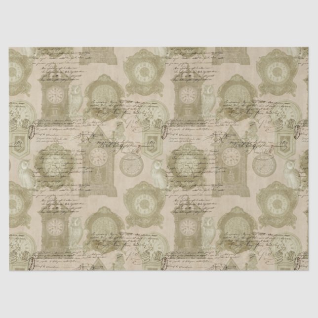 Papel De Seda Desenlace de bloques y búhos antiguos (Anverso)