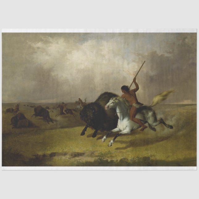 Papel De Seda Desenlace de búfalo de caza nativo americano (Anverso)