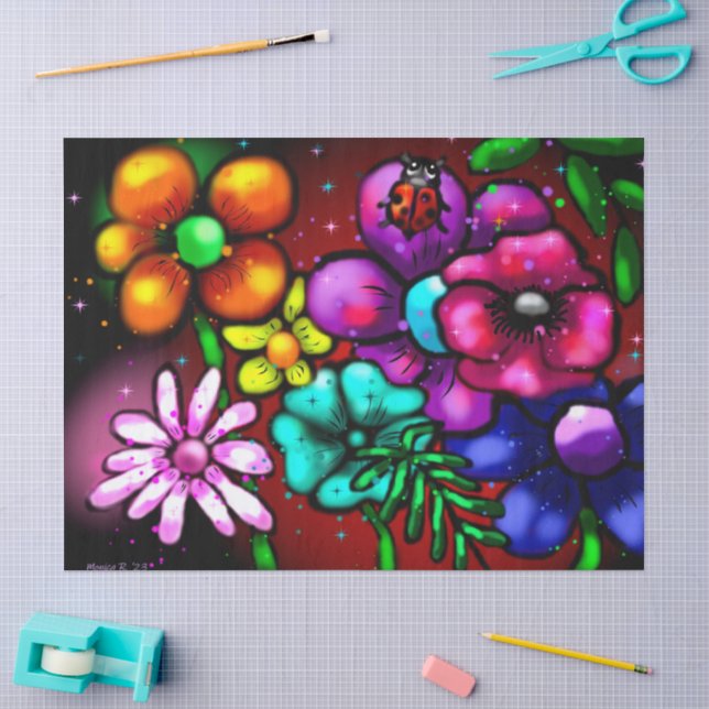 Papel De Seda Desenlace De Buitre Floral De Estilo Graffiti (Artesanía)