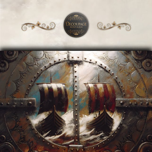 Papel De Seda Desenlace de buques de observación de vista de esc (Shield View Viking Ships Decoupage tissue Paper)