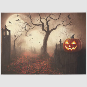 Papel De Seda Desenlace de calabaza negra gótica Naranja
