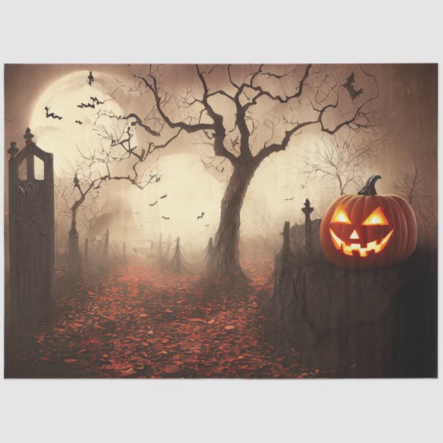 Papel De Seda Desenlace de calabaza negra gótica Naranja (Anverso)