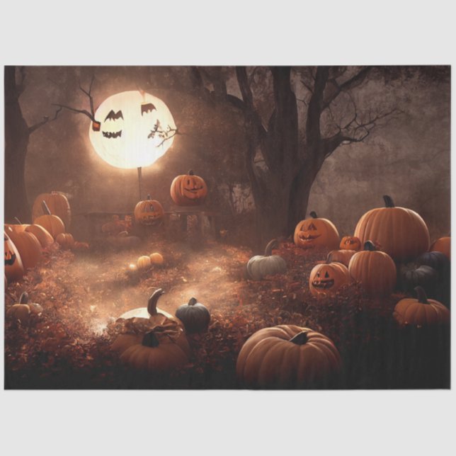 Papel De Seda Desenlace de calabaza negra gótica Naranja (Anverso)