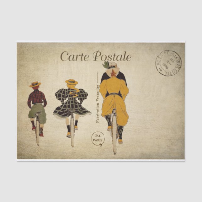 Papel De Seda Desenlace de ciclismo Ephemera French Postcard Fam (Anverso)