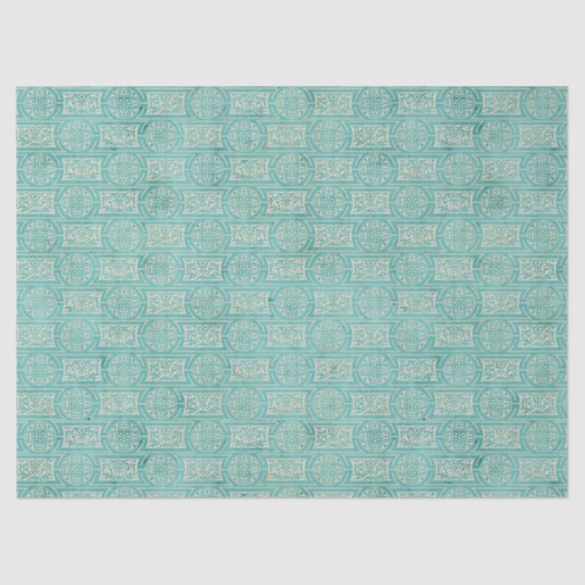 Papel De Seda Desenlace de círculos Verde azulados y Rectángulos (Anverso)