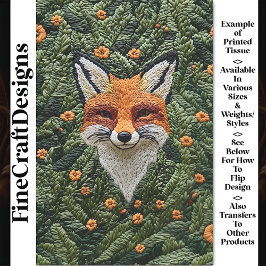 Papel De Seda Desenlace de Cute Realista Embrodado Rojo Fox BZ6