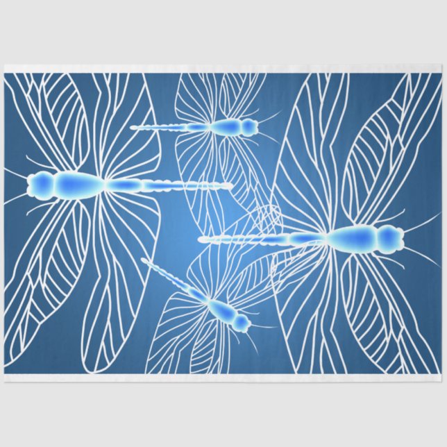 Papel De Seda Desenlace de Dragonfly Aqua Dragonflies (Anverso)